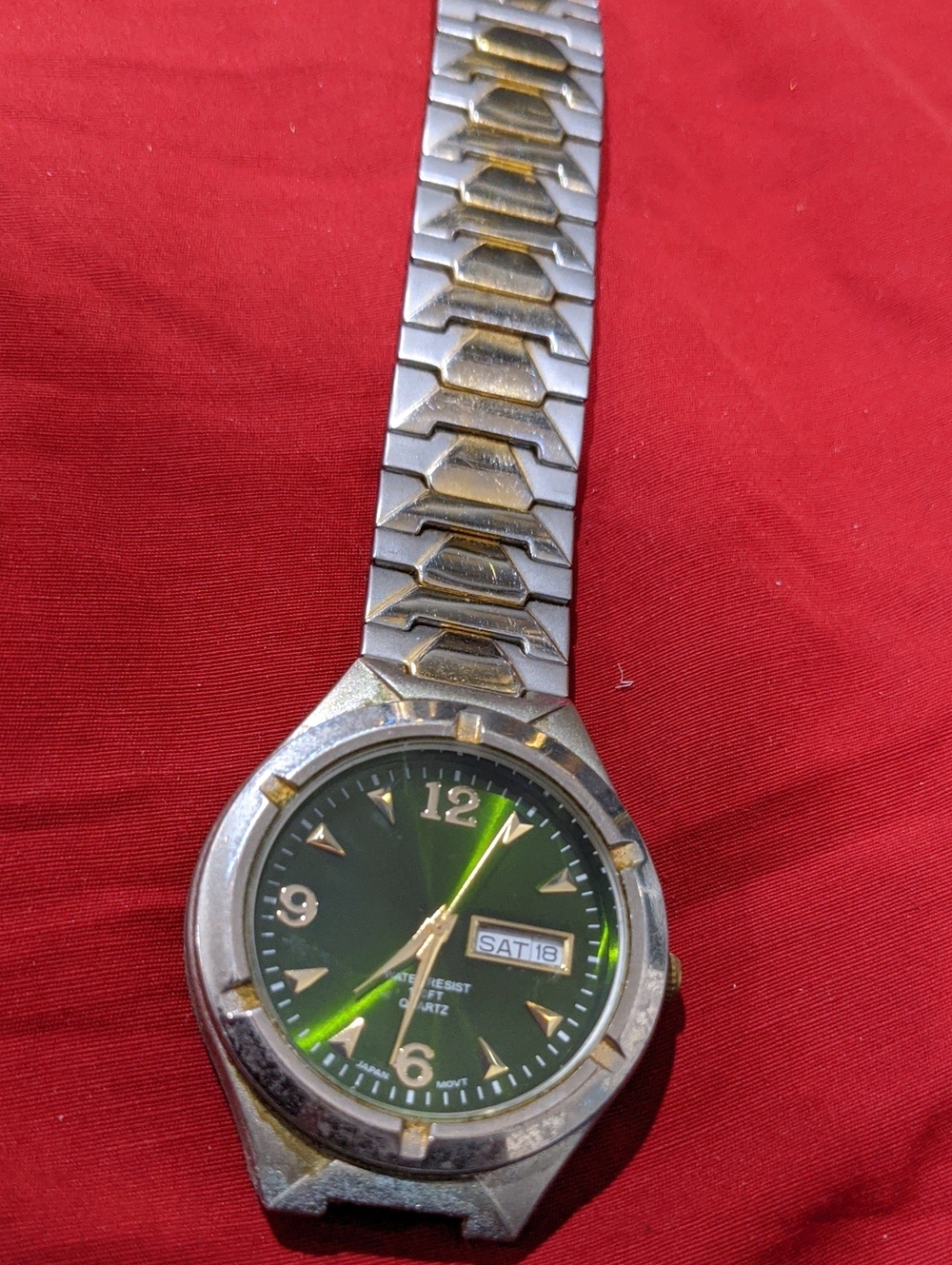 Men's Green Dial Stainless Steel Watch - Missing Strap On One End
